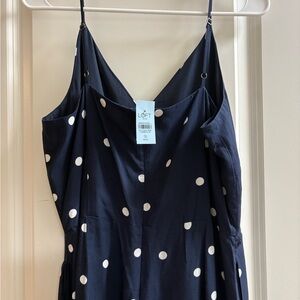 LOFT Dark Blue Jumpsuit with White Dots